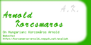 arnold korcsmaros business card
