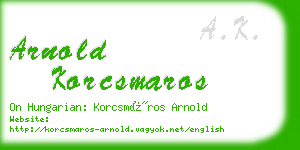 arnold korcsmaros business card